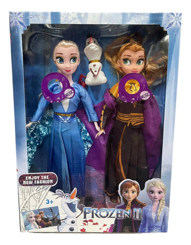 Muñecas Frozen Elsa Y Ana 28cm Con Música Articuladas 0