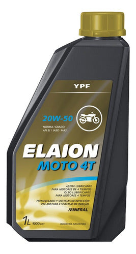 YPF Elaion Moto 4T 20W-50 Mineral Oil 1L - Box of 12 Units 1