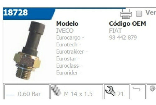 Bulbo Aceite Iveco Eurocargo Negro 0.6 Bar 1