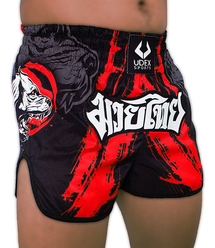 Bermuda Muay Thai Short Calção Tailandês Unissex Cão Bravo 3