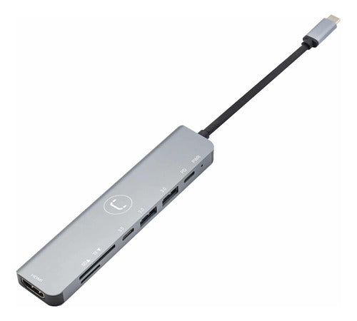 Hub Usb C 7en1 Unno Hb1107sv Hdmi Usb Lector De Tarjetas - S 3