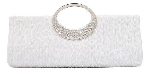 Elegante Cartera Blanca De Noche Con Cristales 2