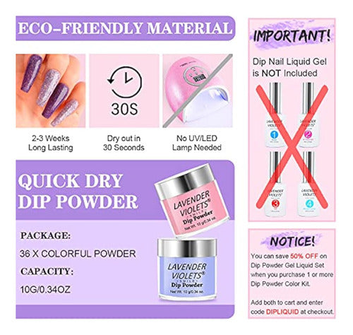 Lavender Violets Quick Dry Dip Powder Nail Color Set 4