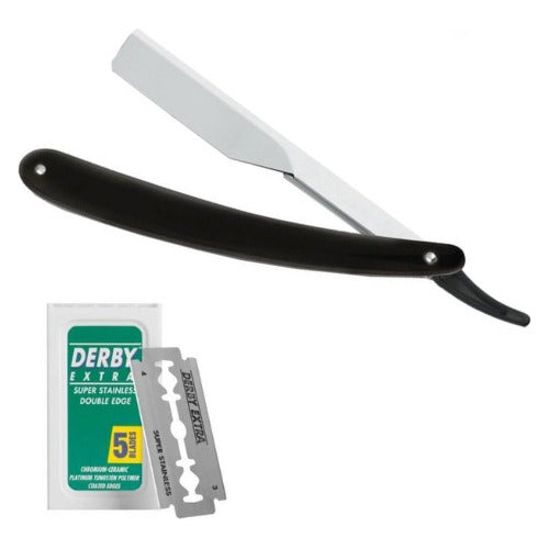 Mencho Libreria Barber Razor Holder + 5 Derby Steel Blades 0