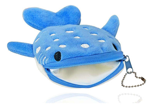 Krinisou Whale Plush Coin Purse with Zipper - Blue 0