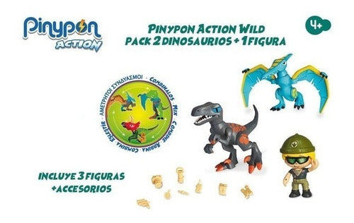 Pinypon Action Pack Two Dinosaurs and a Bentancor Figure 3