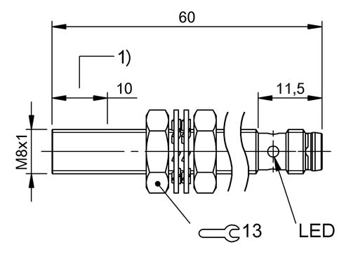 Sensor Inductivo M8 Semi Rasado C/conec M8 Balluff- Bes01zw 1