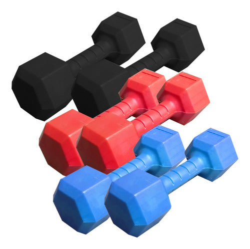 GYM-MAN Hexagonal PVC Filled Dumbbell 2kg X2 Weights 0