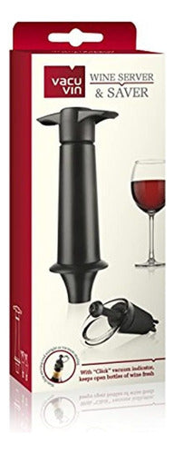 Vacu Vin Wine Saver, Estándar, Negro Con Servidor 2