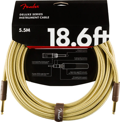 Fender Cable Fender Deluxe 18.6ft Tweed Gold Plated 24k 5.5mts 0