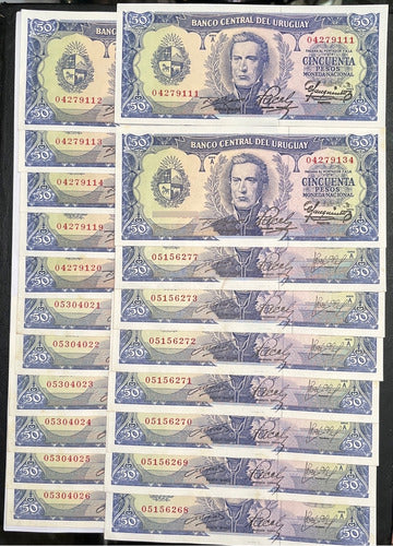 Uruguay 53 Billetes De 1963 100 Y 50 Pesos S/c Correlativos 0