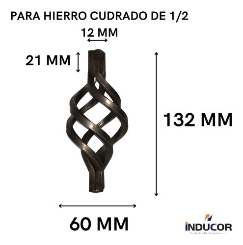 Piña Reja Adorno Hierro De 1/2  Barrote Aplique Metal 1