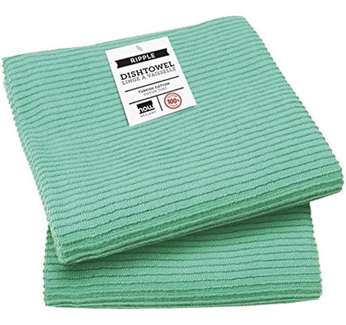 Now Designs Ripple Kitchen Towel, Set of 2, Lucite Green 0