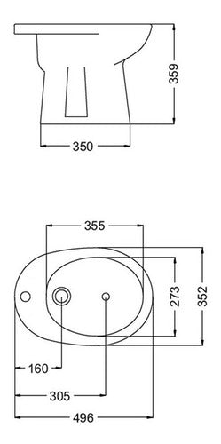 Bidet Ferrum Andina Para Grifería 1ag Monocomand Loza Blanco 1