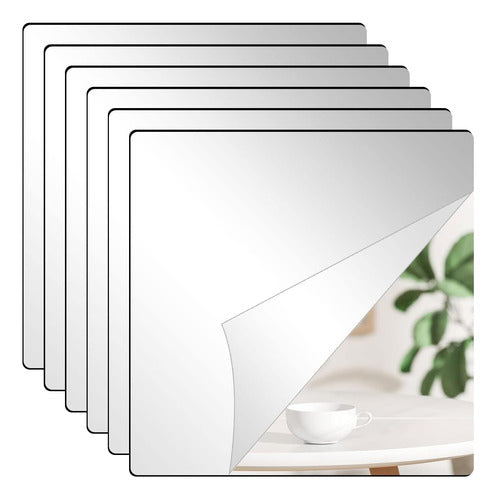 Darenyi Self-Adhesive Acrylic Mirror Tiles - 20cm x 25cm - 6 Pack 0