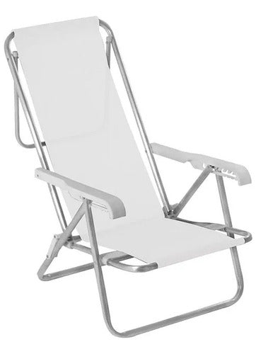 Mor Reposera Sillón Playa Camping 8 Pos. Aluminio Blanco 2269 0