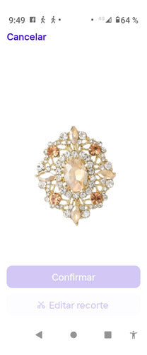 Schein Bijou Brooch in Gold with Amber Crystals, Flower Model 1