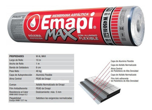 Membrana Asfaltica Aluminio Emapi Max Flexible 40kg W450 1