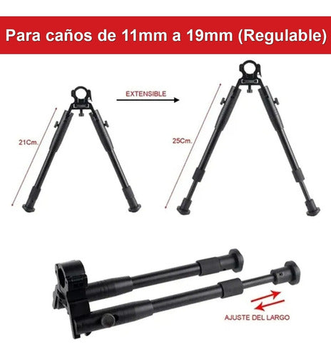 Bipode Táctico Extensible Ultra Liviano Plegable Para Caño 1