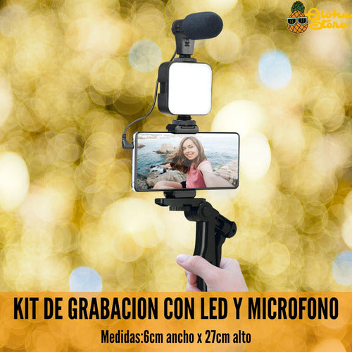 Trípode Fotográfica Iluminación Celular Plegable Micrófono 1