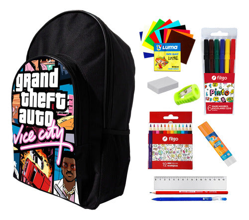 Super Combo Backpack + GTA Vice City School Supplies #66 0