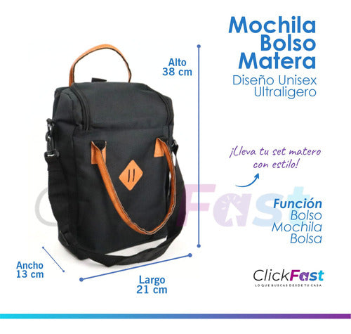 Click Fast Set Matero Mochila Bolso Matero + Mate + Latas + Termo Negro 1