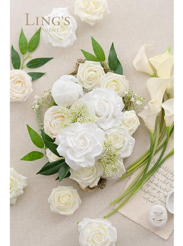 Ling's Moment Artificial Flowers Box Set Vibrant White 1