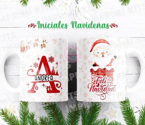 Diseños Navidad Tazas Alfabeto Diseño Sublimar Rojo #tn07 3