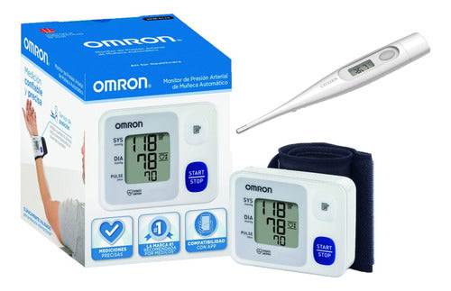 Omron 6124+ Digital Wrist Blood Pressure Monitor + Digital Thermometer Bundle 0
