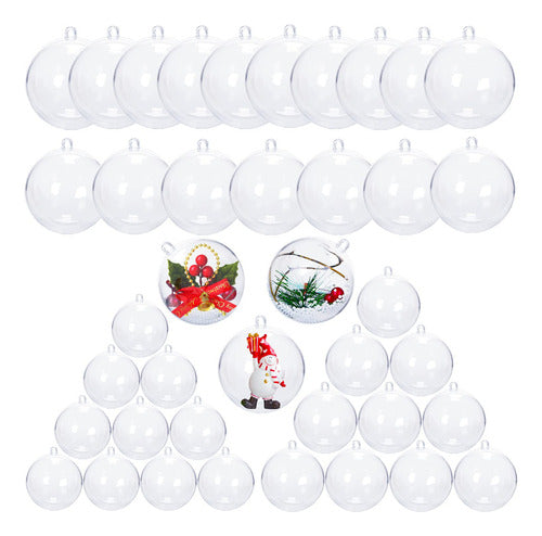 Tiaiidi 40 Transparent Christmas Ornament Balls, Hollow Sphere C 0