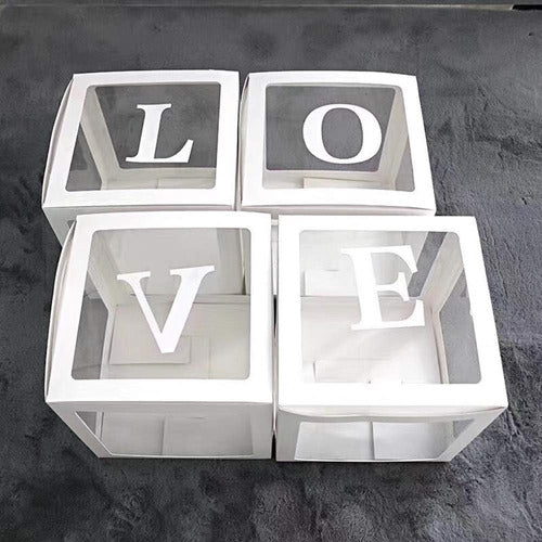 Cubo Blanco Letras Love  4 Unidades  Decoración Eventos 1