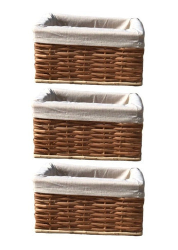 DECOTEFF Wicker Baskets Set of 3 - 30 X 20 X 15 cm with Cover 0