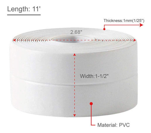 2 Pack Tape Caulk Strip PVC Self Adhesive Foldable 90º for Bathroom Kitchen 1