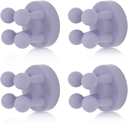 4 Soportes De Silicona Multifuncion, Autoadhesivo - Morado. 0