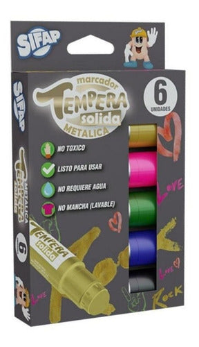 Tempera Solida Sifap Colores Metalicos Pack X 6 Unidades 0