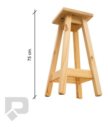 High Stool Pine Wood Natural 75cm 1