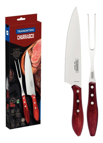 Juego Para Asado Tramontina Churrasco Polywood 2 Piezas Rojo 0