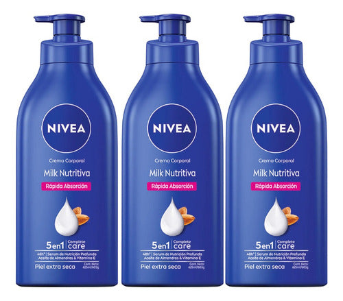 Combo x3 Nivea Nutritive Milk Cream for Extra Dry Skin 625ml 0