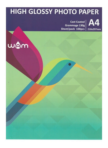 WAM Glossy Photo Paper Poster 130g, 100 Units 0