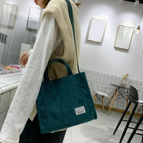 Set of 2 Small Women's Handbags Crossbody Shoulder Bag in Soft Corduroy Fabric 53