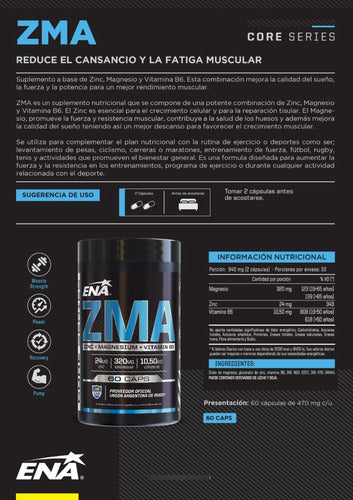 ENA Sport ZMA Ena 60 Caps Zinc Magnesium Vitamin B6 + Strength Combo 2x1 4