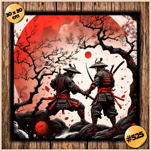 #525 - Vintage Samurai Tattoo Retro Frame 30 X 30 Cm 1