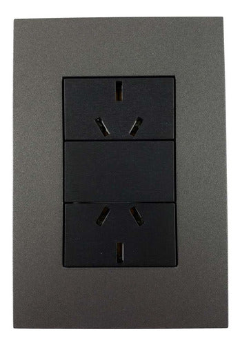 Jeluz Platinum Series Black Arm Switch with Anthracite Cover - 2 Socket 0