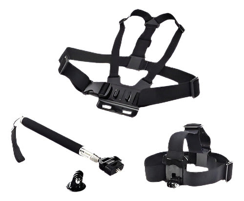 GoPro Chest Strap + Head Mount + Monopod Grip 0