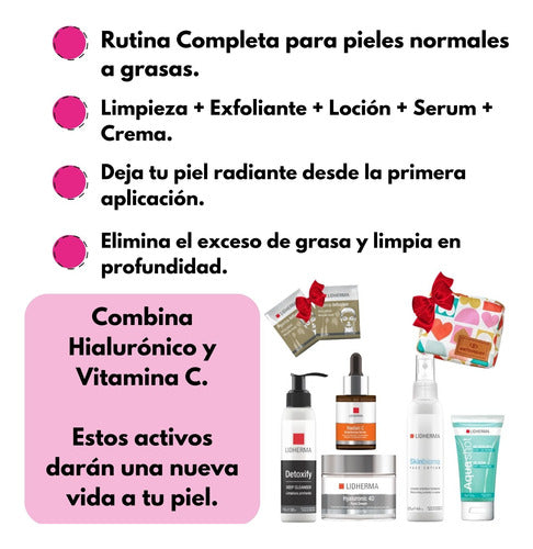 Complete Lidherma Facial Skincare Routine with Hyaluronic and Vitamin C 1