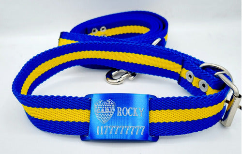 MEDALLAS PARA PERROS Combo Chapita+Escudo+Collar Y Correa Boca Juniors 3cm Ancho 1