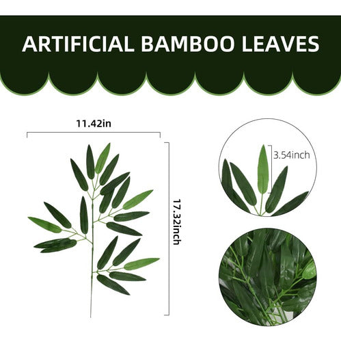 Viociwuo 20 Hojas Bambú Artificiales, Palo Bambú Verde Verde 4