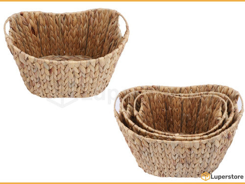 Luperstore Set of 3 Oval Natural Water Hyacinth Storage Baskets 1