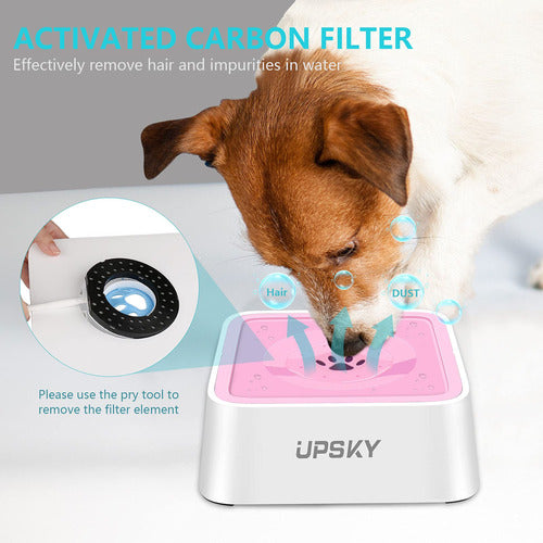 Upsky Dog Water Bowl 2L, Anti-Spill, Slow Feeder, Pink 4