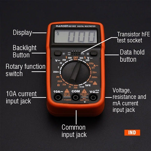 Tester Multímetro Digital Luz Harden 1